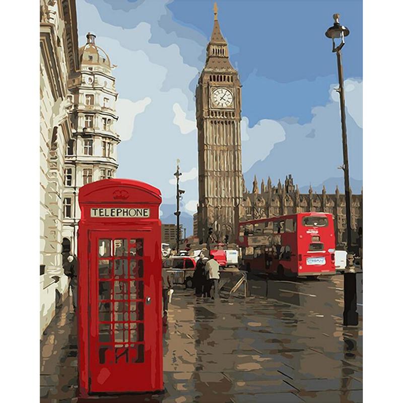 Painting By Numbers Kit DIY Canvas Wall Art London Cityscape 40x50 CM