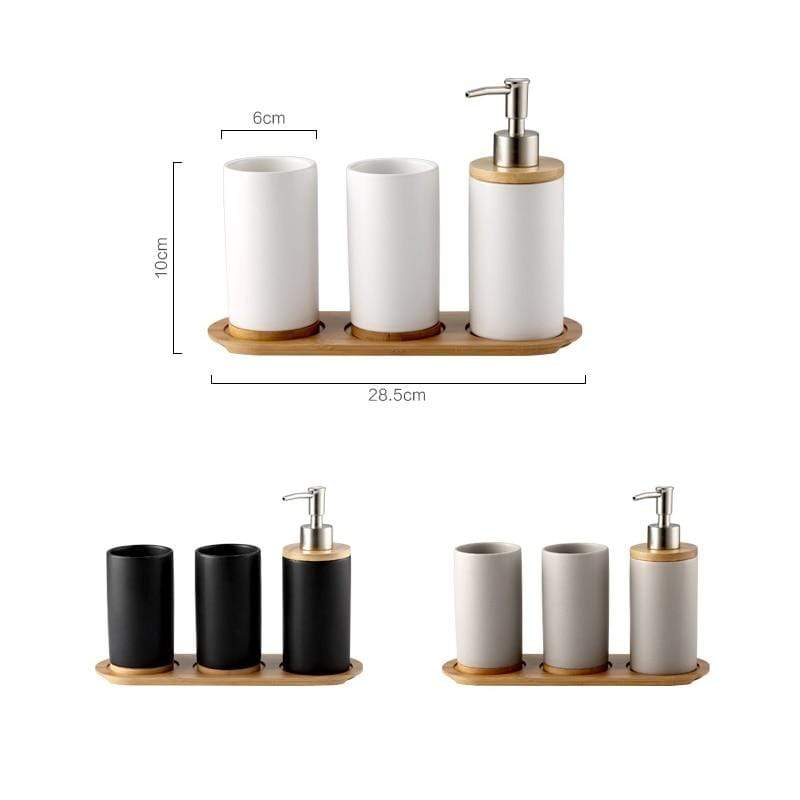 Bamboo Lux Bathroom Accessories Set