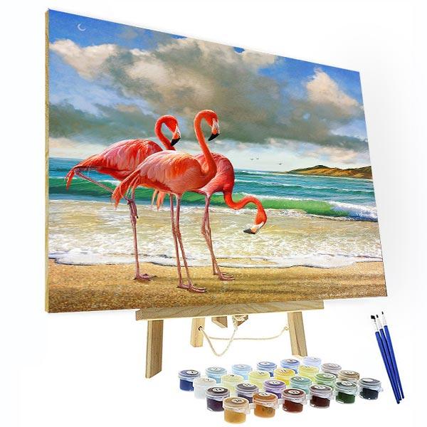Paint by Numbers Kit - Flamingo At Beach Deco26