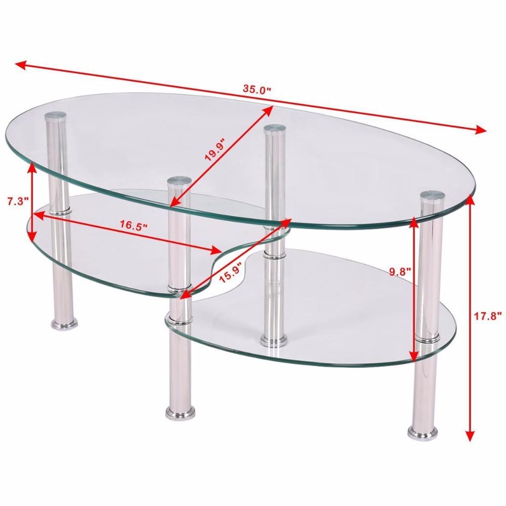 Beatrice - Luxurious Oval Tempered Glass Living Room Coffee Table