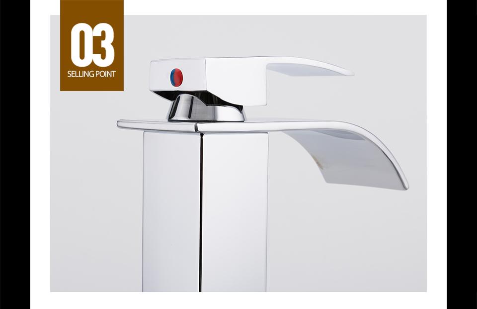 Val - Deck Mounted Waterfall Spout Chrome Bathroom Faucet