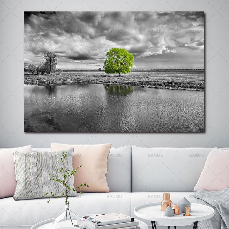 Canvas Print Wall Decor Landscape Water and Tree