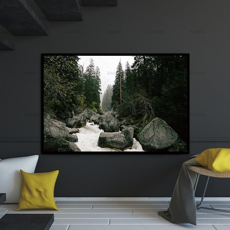 Natural Landscape Wall Decor Rocky Forest Stream